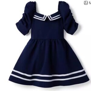 Janie and Jack Navy Blue Dress with White Accents